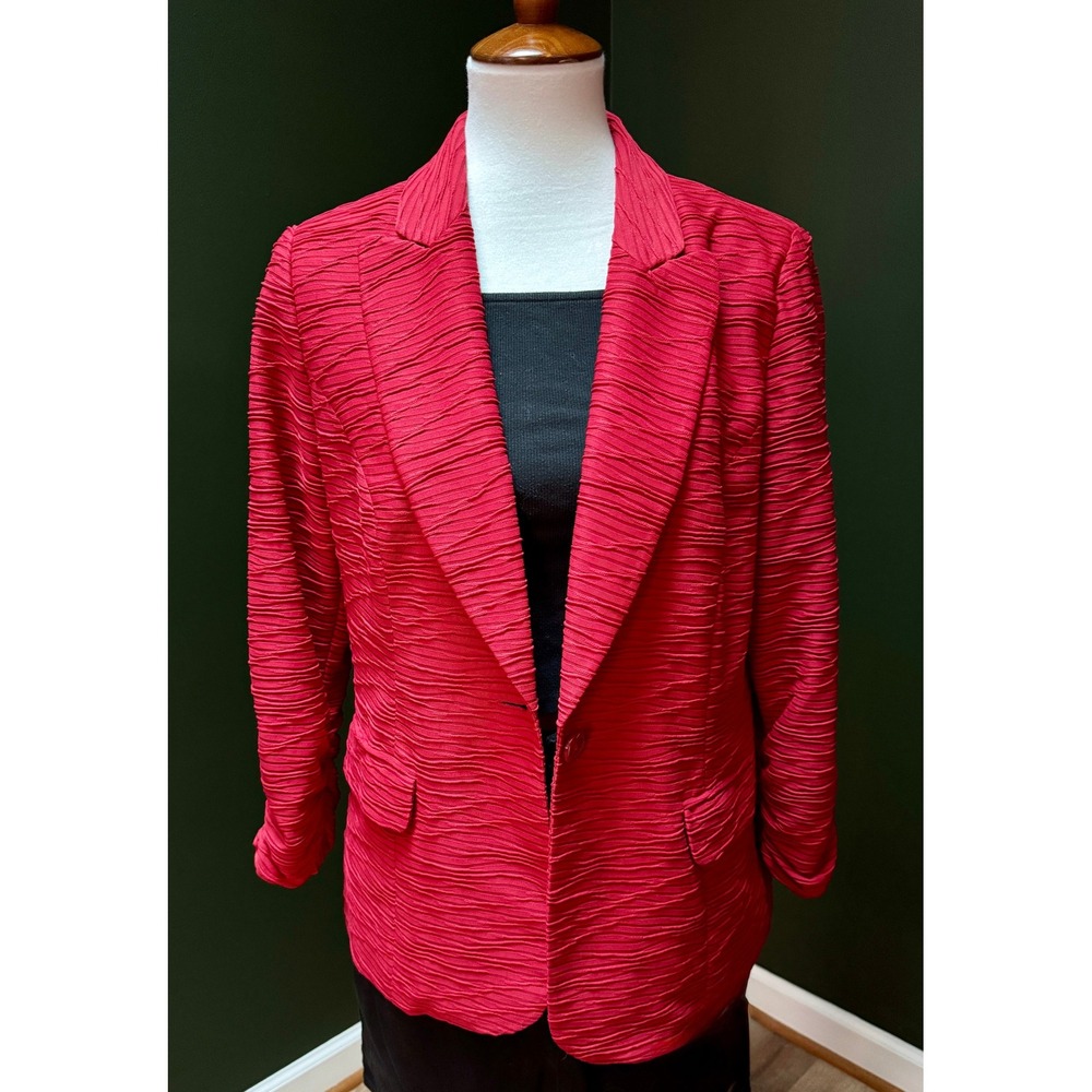 Chico's Red Textured Blazer Women's Size‎ 1